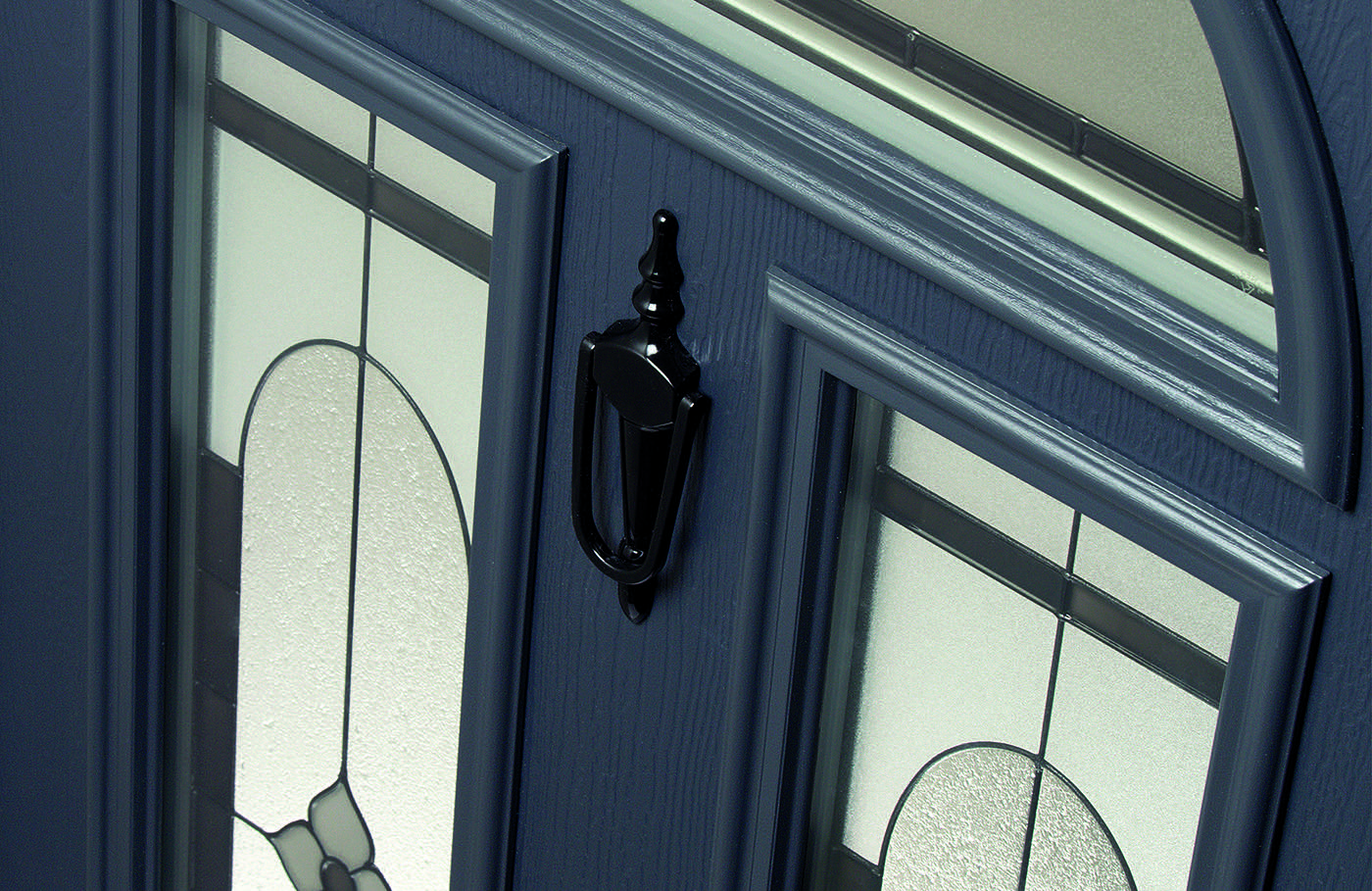 Grey composite front door close up