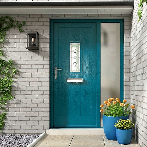 Teal composite front door